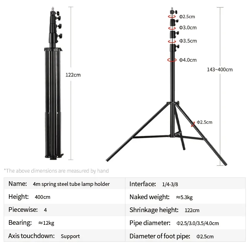Photography Lighting Tools - Stativo Professionale per Illuminazione, Treppiede Robusto