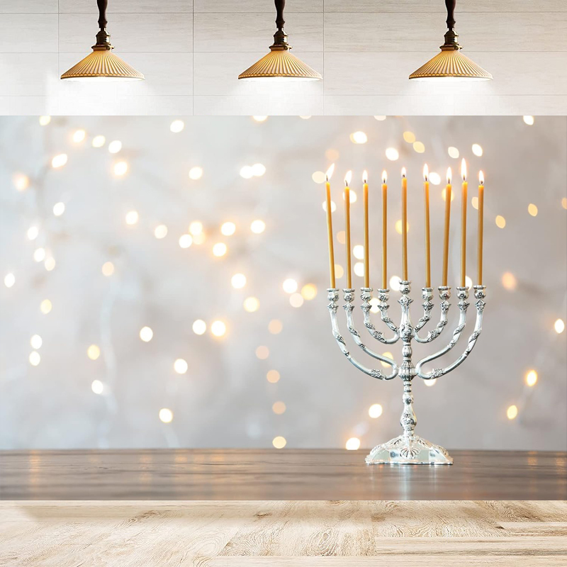 Photography Lighting White Background - Sfondo Fotografico per Hanukkah, Menorah Argento