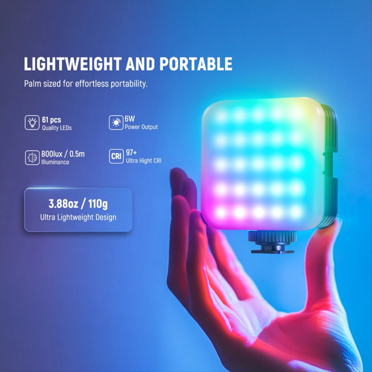Luce video RGB magnetica super - Photography Lighting App recensione e prezzo