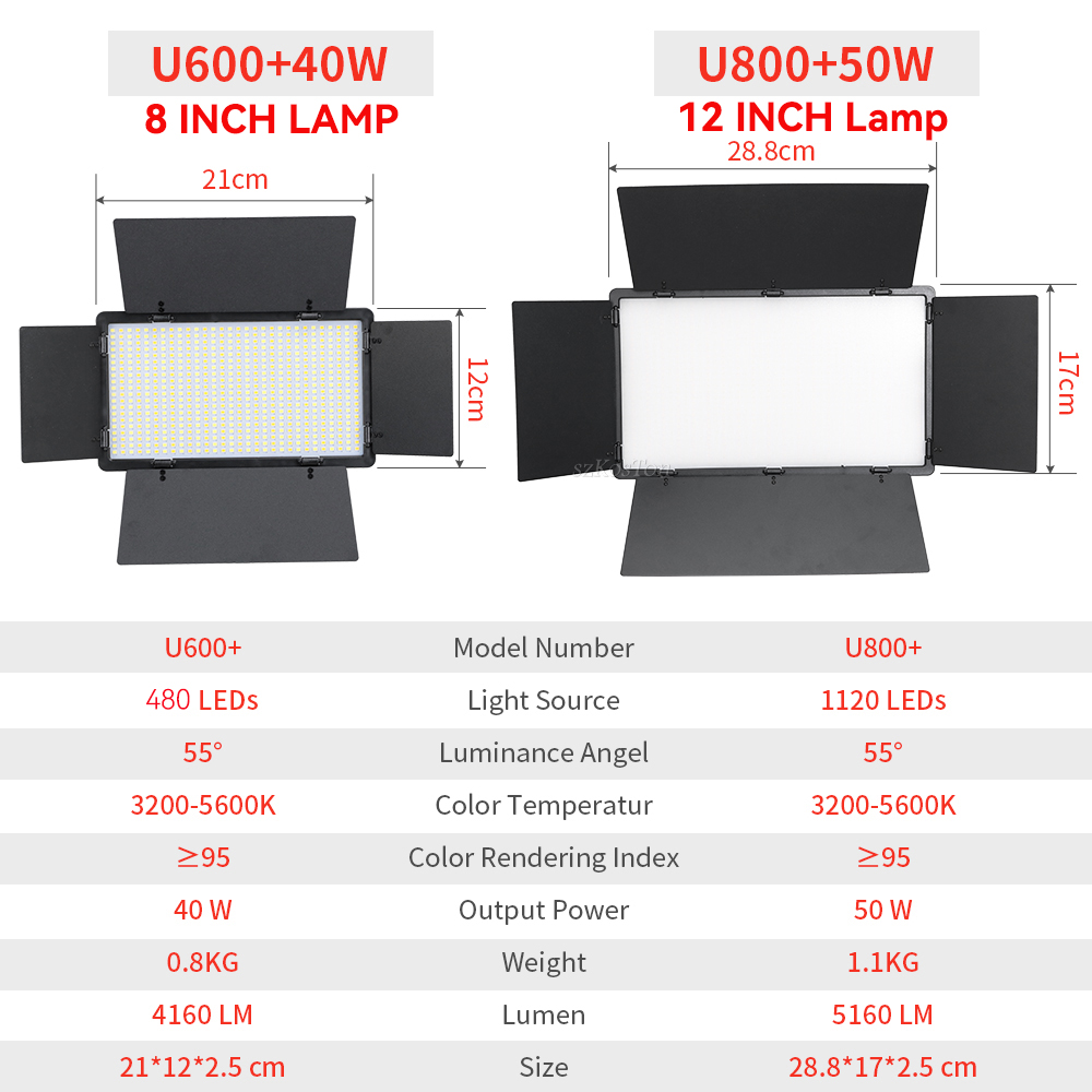 U800 U600 LED Photo Studio Vid - Video Light Panel Led recensione e prezzo